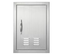 VEVOR Porte d'Accès pour Barbecue, Simple Porte de Cuisine Extérieure 35,6x50,8x4,6 cm, Porte Encastrée en Acier Inoxydable, avec Poignées et Aérations, pour Îlot de Barbecue, Station de Grillades