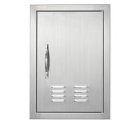 VEVOR Porte d'Accès pour Barbecue, Simple Porte de Cuisine Extérieure 35,6x50,8x4,6 cm, Porte Encastrée en Acier Inoxydable, avec Poignées et Aérations, pour Îlot de Barbecue, Station de Grillades
