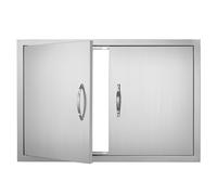 VEVOR Porte d'Accès pour Barbecue, Double Porte de Cuisine Extérieure 838x558x46 mm, Porte Encastrée en Acier Inoxydable, avec Poignées, pour Îlot de Barbecue, Placard Extérieure, Jardin, Argenté