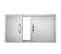 VEVOR Porte d'Accès pour Barbecue, Double Porte de Cuisine Extérieure 863x482x46 mm, Porte Encastrée en Acier Inoxydable, avec Poignées, pour Îlot de Barbecue, Placard Extérieure, Jardin, Argenté