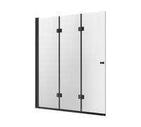 VEVOR Porte de baignoire-douche sans cadre 1295x1422 mm, pare-baignoire à charnière 3 volets pliable avec porte en verre trempé de 6 mm, conception rotative et pliable à 180°, pour salle de bain, noir