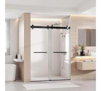 VEVOR Porte de Douche Coulissante 121,9 x 193 cm, Paroi de Douche en Verre Trempé Transparent de 10 mm d'Épaisseur, pour Salle de Bain, sans Cadre, avec Rail, Joint d'Étanchéité et Quincaillerie