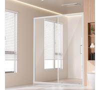 VEVOR Porte de Douche Coulissante 146x150x178 cm, Paroi de Douche en Verre Trempé SGCC Transparent de 6 mm, Étanche, Incassable, Résistant aux Taches, avec Quincaillerie en Acier Inoxydable, Chrome