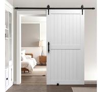 VEVOR Porte de grange coulissante, 1067 x 2134 mm, panneau MDF, kit de porte coulissante avec kit quincaillerie, surface en PVC imperméable, facile à installer, cadre en H, pour salon et salle de bain