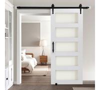 VEVOR Porte de grange coulissante 914 x 2134 mm panneau MDF et verre pour salon