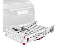 VEVOR Porte Fauteuil Roulant Attelage 120x70 cm Porte-Scooter à Mobilité 226,8 kg Rampe Pliante Panier d'Attelage de Remorque Fer Stabilisateur Sangles Récepteur d'Attelage 50 mm pour Voiture SUV Van