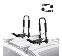 VEVOR Porte-Kayak pour Toit 1 Paire, Galerie de Toit à Pliage Rapide, Barres de Toit Souples en J, pour Planche de Surf, Canoë, SUP, Planche de Ski, Montage sur Voiture, SUV, Camion, 1 Kayak, Voyage
