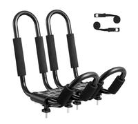 VEVOR Porte-Kayak pour Toit 1 Paire, Galerie de Toit en Acier Allié, Barres de Toit Souples en J, pour Planche de Surf, Canoë, Sup, Planche de Ski, Montage sur Voiture, SUV, Camion, 1 Kayak, Voyage