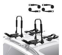 VEVOR Porte-Kayak pour Toit 2 Paires, Galerie de Toit à Pliage Rapide, Barres de Toit Souples en J, pour Planche de Surf, Canoë, SUP, Planche de Ski, Montage sur Voiture, SUV, Camion, 2 Kayaks, Voyage
