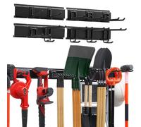 VEVOR Porte-Outils de Jardin Mural 1676,4 mm, Support Mural pour Outils, Capacité de Charge Totale 363 kg, 4 Rails et 10 Crochets Réglables, pour Pelles, Râteaux, Balais, Garage et Abri de Jardin