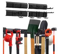 VEVOR Porte-Outils de Jardin Mural 1676,4 mm, Support Mural pour Outils, Capacité de Charge Totale 363 kg, 4 Rails et 10 Crochets Réglables, pour Pelles, Râteaux, Balais, Garage et Abri de Jardin