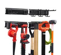 VEVOR Porte-Outils de Jardin Mural 838,2 mm, Support Mural pour Outils, Capacité de Charge Totale 181 kg, avec 2 Rails et 5 Crochets Réglables, pour Pelles, Râteaux, Balais, Garage et Abri de Jardin