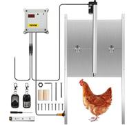 VEVOR Porte Poulailler Automatique 66W Kit Ouvre-Porte Poulailler Aluminium Allié ABS Minuterie Capteur Lumière Contrôleur Actionneur Linéaire 2 Télécommandes Adaptateur Secteur pour Volailles 30x30cm