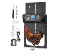 VEVOR Porte Poulailler Automatique, Alimentation par Piles et CC, Écran LCD, Capteur de Lumière, Minuterie, Réglage Manuel, Système Anti-pincement, Alliage d'Aluminium, Ouvre-porte Poulailler de Ferme