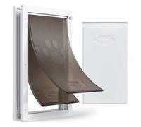 VEVOR Porte pour Animaux de Compagnie, Chatière à Double Rabat Magnétique, Trappe pour Grands Chiens, Panneau de Fermeture Isolé et Résistant aux Intempéries et Cadre en Métal, Taille XL, Blanche