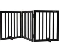 VEVOR Barrière de Sécurité pour Chiens 153x61 cm, Barrière d'Escalier Autoportant et Pliable, 3 Panneaux, Clôtures pour Animaux de Compagnie, pour Passages Larges et Étroits, Intérieur, Marron