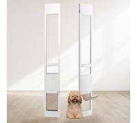 VEVOR Porte coulissante en verre, porte pour chiens, 1927-2049 mm, porte pour chiens réglable en hauteur, porte coulissante, porte pour animaux domestiques en verre trempé pour petits chiens