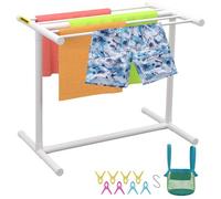 VEVOR - porte-serviettes d'extérieur, porte-serviettes de piscine, 5 barres en forme de T, blanc, patio autoportant