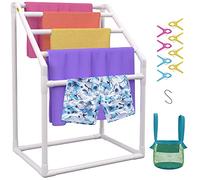 VEVOR Porte-Serviettes sur Pied à 5 Barres Range-Serviettes de Bains Support pour Serviettes en PVC Charge 25 kg Facile à Assembler Organisateur pour Piscine Salle de Bain Spa Extérieur Intérieur
