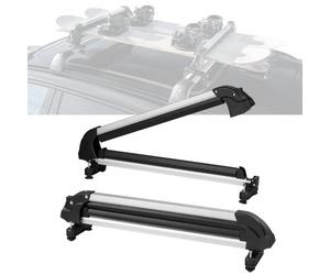 VEVOR Porte-Skis sur Barre de Toit 80,5 cm, Support pour Planche à Neige Universel, Compatible avec la Plupart des Barres Transversales, Capacité 6 Paires de Skis ou 4 Planches, en Alu avec Verrou