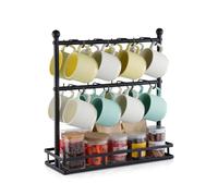 Porte-Tasse À Café Pour Comptoir-Vevor-Avec 16 Crochets Et Base De Rangement-2 Niveaux-Pour Rangement Et Affichage