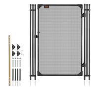 VEVOR Portillon de Barrière Piscine Amovible 1,2x0,75 m, Portillon de Sécurité pour Piscine Enterrée et Clôture Extérieure, Kit avec Loquet Métallique, Maille Teslin PVC 352 g/m², Tube Rond, Noir