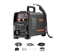 VEVOR Poste à Souder MIG, 130 A, Machine de Soudage Synergique Soudeuse Portable Multi-processus MIG sans Gaz MMA Lift TIG 3 en 1 Soudeur avec Technologie Onduleur IGBT, Écran Affichage Numérique