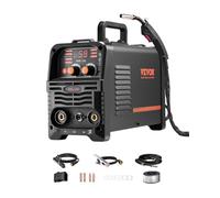 VEVOR Poste à Souder MIG, 130 A, Machine de Soudage Synergique Soudeuse Portable Multi-processus MIG sans Gaz MMA Lift TIG 3 en 1 Soudeur avec Technologie Onduleur IGBT, Écran Affichage Numérique