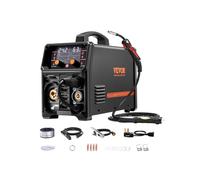 VEVOR Poste à Souder MIG, 200 A, Machine de Soudage Synergique Soudeuse Portable Multi-processus MIG sans Gaz au Gaz MMA Lift TIG 4 en 1 Soudeur Puissant avec Technologie Onduleur IGBT, Écran LCD