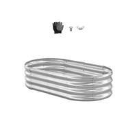 VEVOR Potager Surélevé Métal 120x60x29 cm Carré Potager Surélevé Galvanisé Lit de Jardin Ovale Bac de Jardinage Fond Ouvert pour Culture de Légumes Fleurs Herbes Aromatiques Plantes Grasses, Argenté