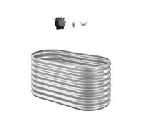 VEVOR Potager Surélevé Métal 120x60x60 cm Carré Potager Surélevé Galvanisé Lit de Jardin Ovale Bac de Jardinage Fond Ouvert pour Culture de Légumes Fleurs Herbes Aromatiques Plantes Grasses, Argenté