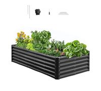 VEVOR Potager Surélevé Métal 180x90x43 cm Carré Potager Surélevé Galvanisé Lit de Jardin Fond Ouvert Bac de Jardinage pour Culture de Légumes Fleurs Herbes Aromatiques Plantes Grasses, Gris Foncé