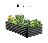 VEVOR Potager Surélevé Métal 180x90x43 cm Carré Potager Surélevé Galvanisé Lit de Jardin Fond Ouvert Bac de Jardinage pour Culture de Légumes Fleurs Herbes Aromatiques Plantes Grasses, Gris Foncé