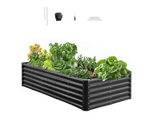 VEVOR Potager Surélevé Métal 180x90x43 cm Carré Potager Surélevé Galvanisé Lit de Jardin Fond Ouvert Bac de Jardinage pour Culture de Légumes Fleurs Herbes Aromatiques Plantes Grasses, Gris Foncé