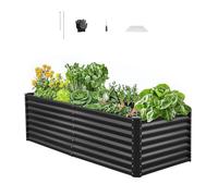 VEVOR Potager Surélevé Métal 180x90x60 cm Carré Potager Surélevé Galvanisé Lit de Jardin Fond Ouvert Bac de Jardinage pour Culture de Légumes Fleurs Herbes Aromatiques Plantes Grasses, Gris Foncé