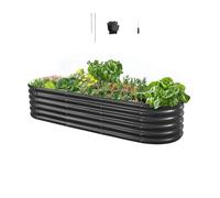 VEVOR Jardinière 1190x595x420 mm Lit de Jardin Surélevé Métal Galvanisé Bac de Plantation Ovale Fond Ouvert pour Cultiver Fleur Herbes Plantes Succulentes dans Jardin Terrasse Patio Balcon, Gris Foncé