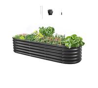 VEVOR Potager Surélevé Métal 200x60x42 cm Carré Potager Surélevé Galvalume Lit de Jardin Ovale Bac de Jardinage Fond Ouvert pour Culture Légumes Fleurs Herbes Aromatiques Plantes Grasses, Gris Foncé