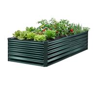 VEVOR Potager Surélevé Métal 203x102x46 cm Carré Potager Surélevé Rectangulaire Lit de Jardin pour Extérieur Culture de Légumes et Fleurs, Fond Ouvert, Galvanisé Aluminium-zinc, avec Gants, Vert Foncé
