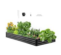 VEVOR Potager Surélevé Métal 240x120x29 cm Carré Potager Surélevé Galvalume Lit de Jardin Fond Ouvert Bac de Jardinage pour Culture de Légumes Fleurs Herbes Aromatiques Plantes Grasses, Gris Foncé