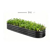 VEVOR Potager Surélevé Métal 240x60x29 cm Carré Potager Surélevé Galvanisé Lit de Jardin Ovale Bac de Jardinage Fond Ouvert pour Culture Légumes Fleurs Herbes Aromatiques Plantes Grasses, Gris Foncé