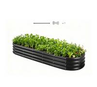 VEVOR Potager Surélevé Métal 240x60x29 cm Carré Potager Surélevé Galvanisé Lit de Jardin Ovale Bac de Jardinage Fond Ouvert pour Culture Légumes Fleurs Herbes Aromatiques Plantes Grasses, Gris Foncé