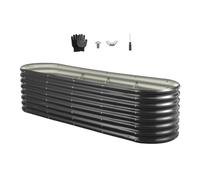 VEVOR Potager Surélevé Métal 240x60x60 cm Carré Potager Surélevé Galvanisé Lit de Jardin Ovale Bac de Jardinage Fond Ouvert pour Culture Légumes Fleurs Herbes Aromatiques Plantes Grasses, Gris Foncé