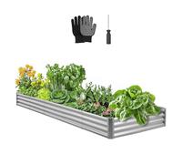 VEVOR Potager Surélevé Métal 360x120x29 cm Carré Potager Surélevé en Galvalume Lit de Jardin Fond Ouvert Bac de Jardinage pour Culture de Légumes, Fleurs, Herbes Aromatiques, Plantes Grasses, Gris