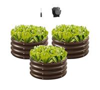 VEVOR Potager Surélevé Métal 60x29 cm Carré Potager Surélevé Lot de 3 Lit de Jardin Rond Galvanisé Bac de Jardinage Fond Ouvert pour Culture de Légumes Fleurs Herbes Plantes, Finition Imitation Bois