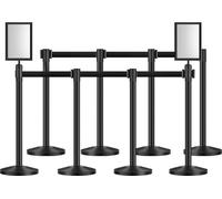 VEVOR Poteau de guidage barrière de sécurité noire 8 pcs avec sangle rétractable
