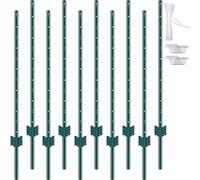 VEVOR Poteau de Clôture en Métal 121,92 cm, Lot de 10, Piquets de Clôture en Acier au Carbone Robuste, Poteaux Métalliques pour Jardin, Pelouse, Fermes, Clôtures Extérieures, Potagers, Routes, Vert