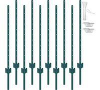 VEVOR Lot de 10 Poteaux de Clôture en Métal Piquets Robustes 121,92 cm Vert