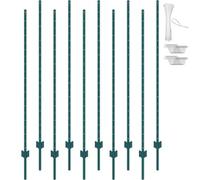 VEVOR Lot de 10 Poteaux de Clôture Métal Piquets Robustes Jardin 182,88 cm Vert