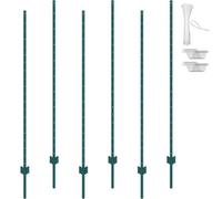 VEVOR Lot de 6 Poteaux de Clôture Métal Piquets Robustes Jardin 182,88 cm Vert