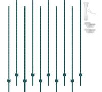 VEVOR Poteau de Clôture en Métal 213,36 cm, Lot de 10, Piquets de Clôture en Acier au Carbone Robuste, Poteaux Métalliques pour Jardin, Pelouse, Fermes, Clôtures Extérieures, Potagers, Routes, Vert